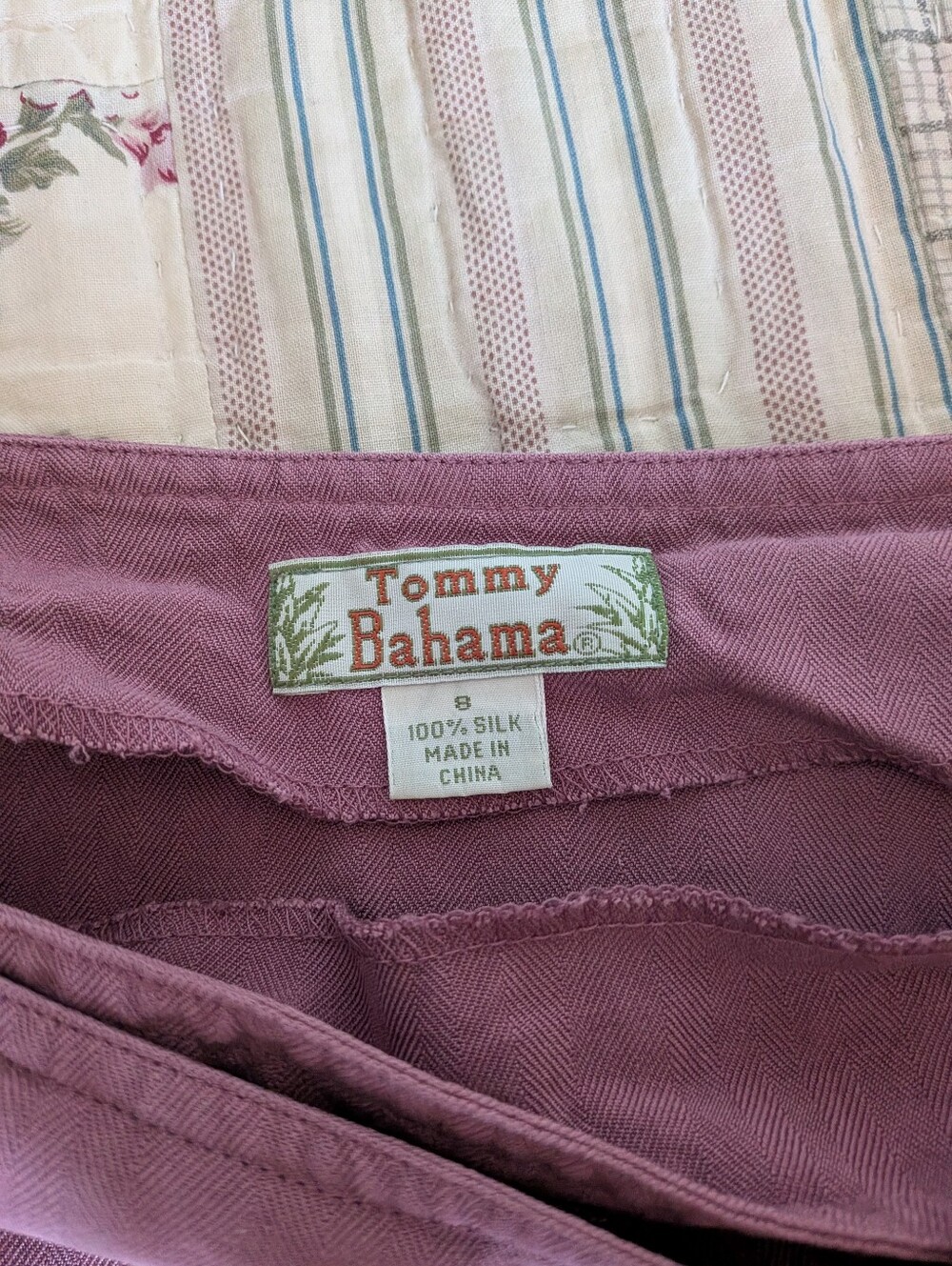 Tommy Bahama 100% Silk Mauve Wrap Maxi Skirt Size 8 - Picture 7 of 10